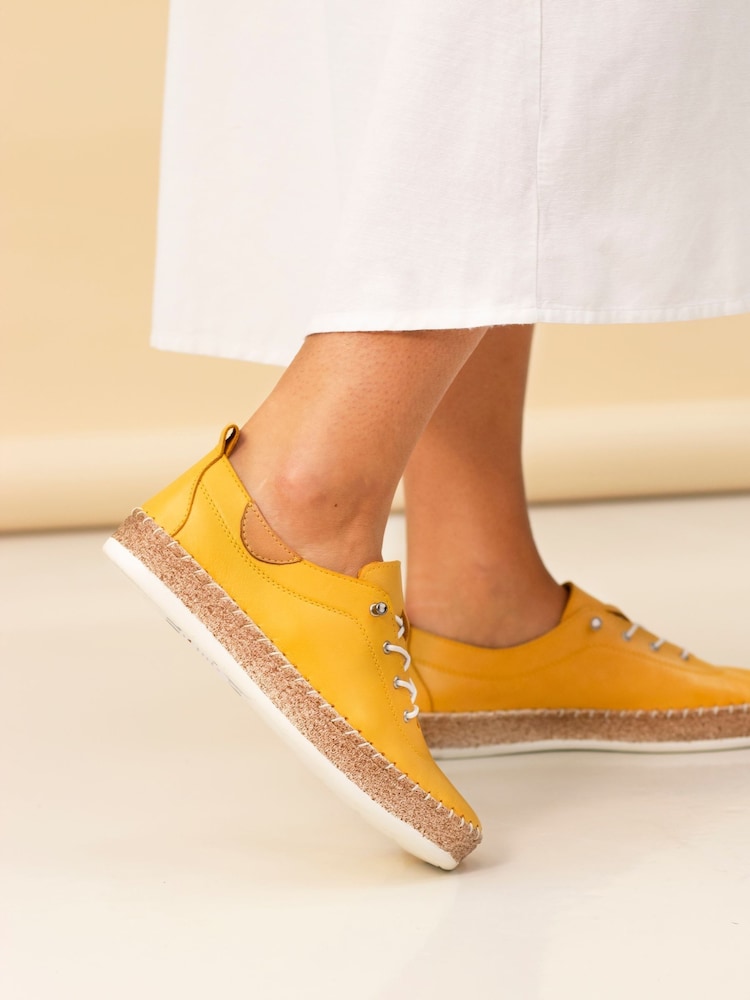 Lunar Yellow Evie Mustard Lea. Plimsoll Shoes - Image 1 of 8