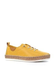 Lunar Yellow Evie Mustard Lea. Plimsoll Shoes - Image 3 of 8
