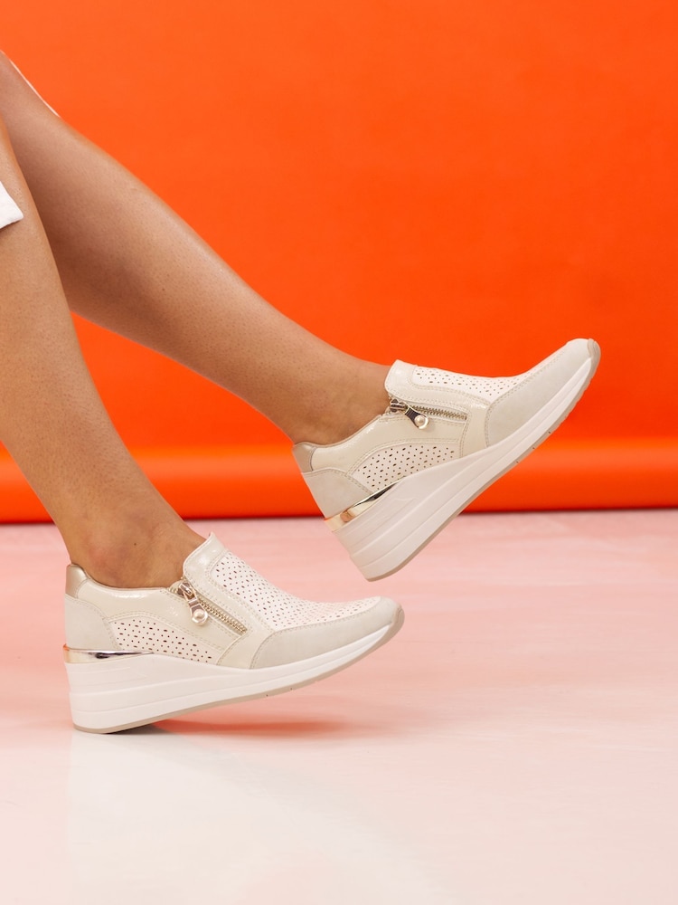 Lunar Barcelona Beige Wedge Trainers - Image 1 of 9 Lunar Barcelona Beige Wedge Trainers - Image 1 of 9