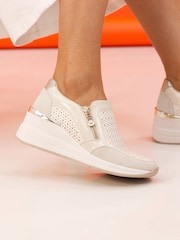 Lunar Barcelona Beige Wedge Trainers - Image 2 of 9