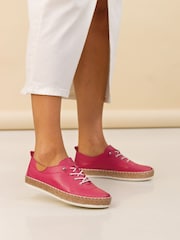 Lunar Pink Evie Raspberry Leather Plimsoll Shoes - Imagen 1 de 9