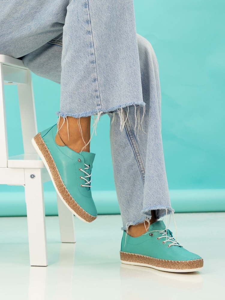 Lunar modra Evie Turquoise Leather Plimsoll čevlji - Slika 1 iz 8