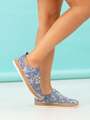 Lunar Blue Iva Leather Plimsoll Shoes - Image 2 of 8