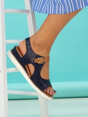 Lunar Blue Spring Leather Wedges Sandals - Image 1 of 8