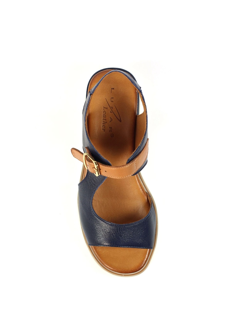 Lunar Blue Spring Leather Wedges Sandals - Image 8 of 8