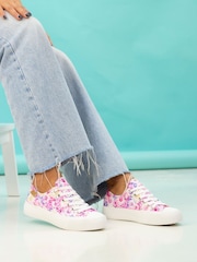 Lunar Pink Jayne II Floral Print Trainers - Image 1 of 3