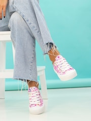 Lunar Pink Jayne II Floral Print Trainers - Image 2 of 3