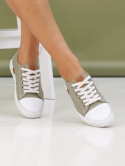 Lunar Green Truffle II Leather Plimsoll Shoes - Image 2 of 10