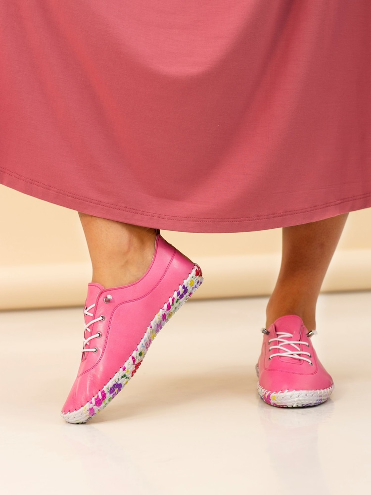 Lunar Pink Padstow Plimsoll Leather Shoes - Imagen 1 de 9