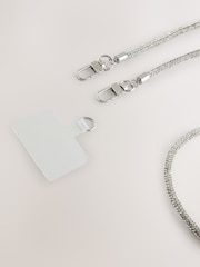Silver Tone Sparkle Across Body Phone Strap - Image 4 of 9