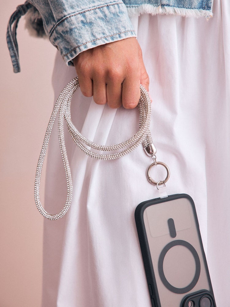 Silver Tone Sparkle Across Body Phone Strap - Image 9 of 9