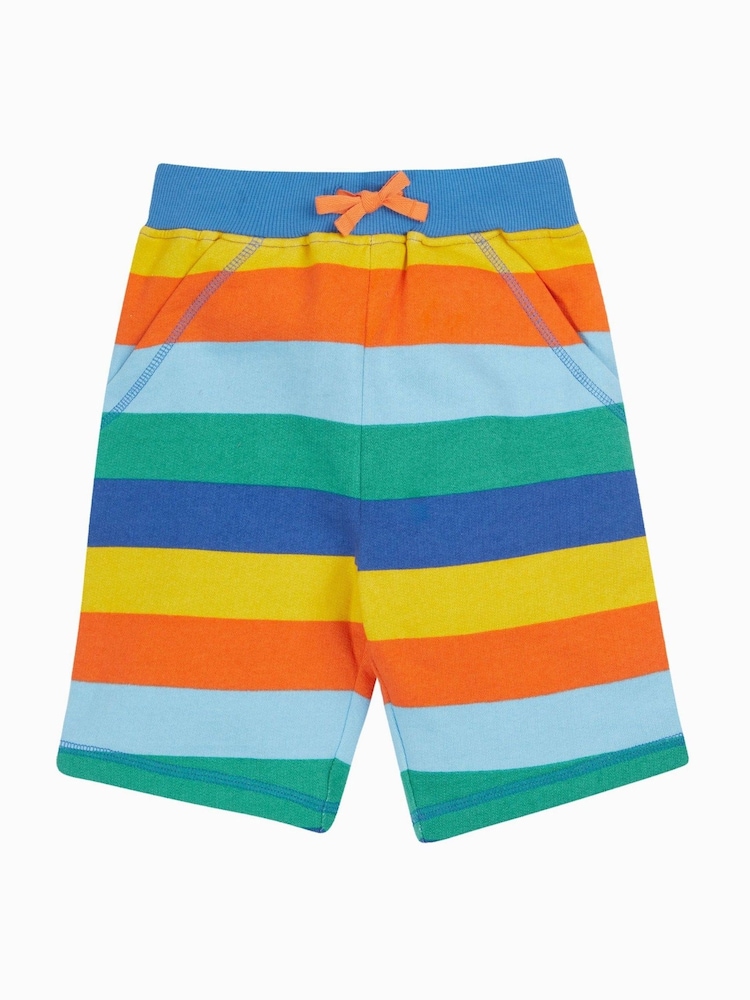 Frugi Blue Samson Printed  Rainbow 100% Organic Cotton Shorts - Image 1 of 4