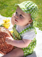 Frugi Green Gingham Vegatable Dungaree Outfit - Image 1 of 6