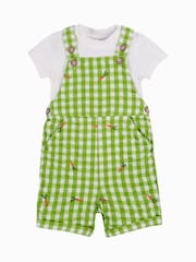 Frugi Green Gingham Vegatable Dungaree Outfit - Image 2 of 6