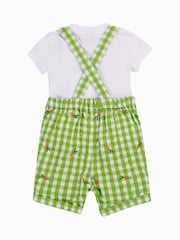 Frugi Green Gingham Vegatable Dungaree Outfit - Image 3 of 6