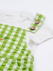 Frugi Green Gingham Vegatable Dungaree Outfit - Image 5 of 6