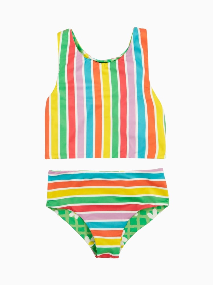 Frugi Green Rainbow Flower Reversible Tankini - Image 2 of 5