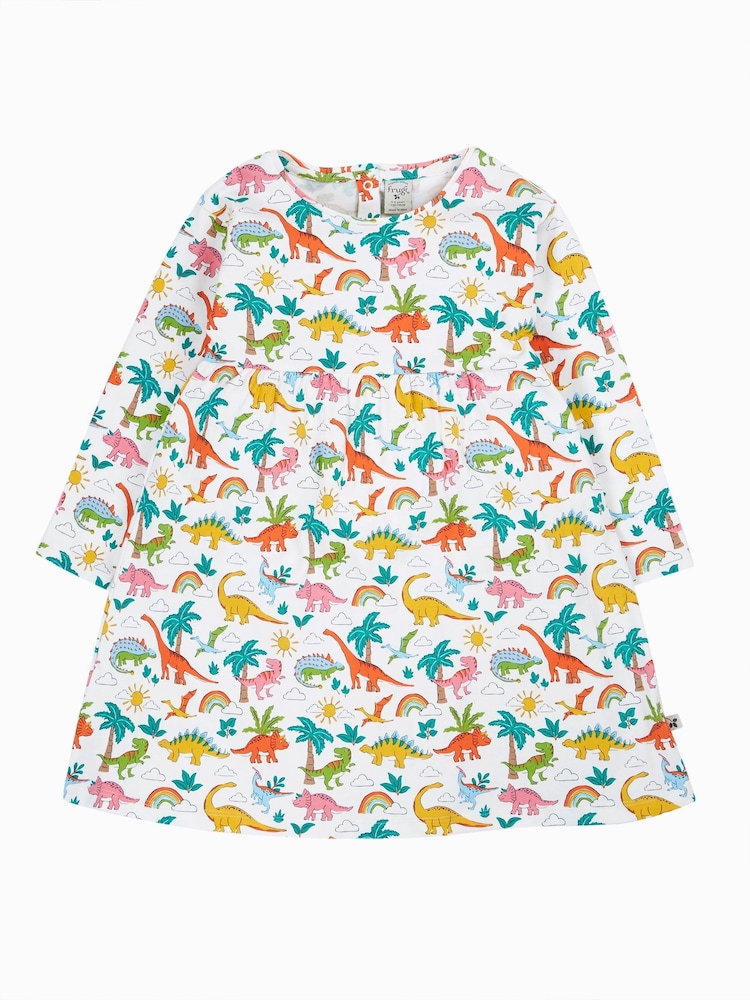 Frugi White Dinosaur Dress - Girls' Dresses - Image 1 of 4