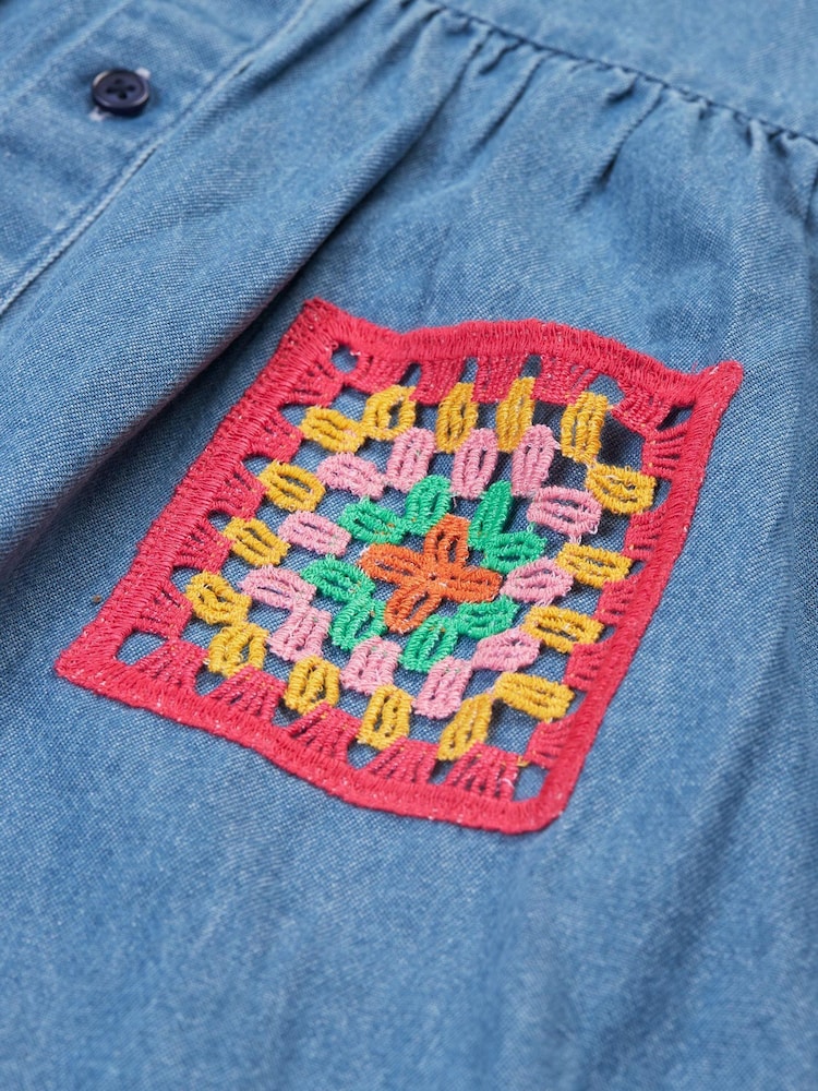 Frugi Blue Kimberley Shirt Dress - Image 2 of 5 Frugi Blue Kimberley Shirt Dress - Image 2 of 5