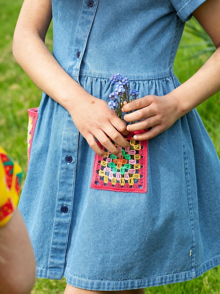 Frugi Blue Kimberley 100% Organic Cotton Shirt Dress - Image 5 of 5