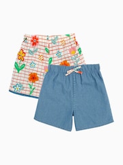 Frugi Blue Floral Reversible Shorts - Image 2 of 8