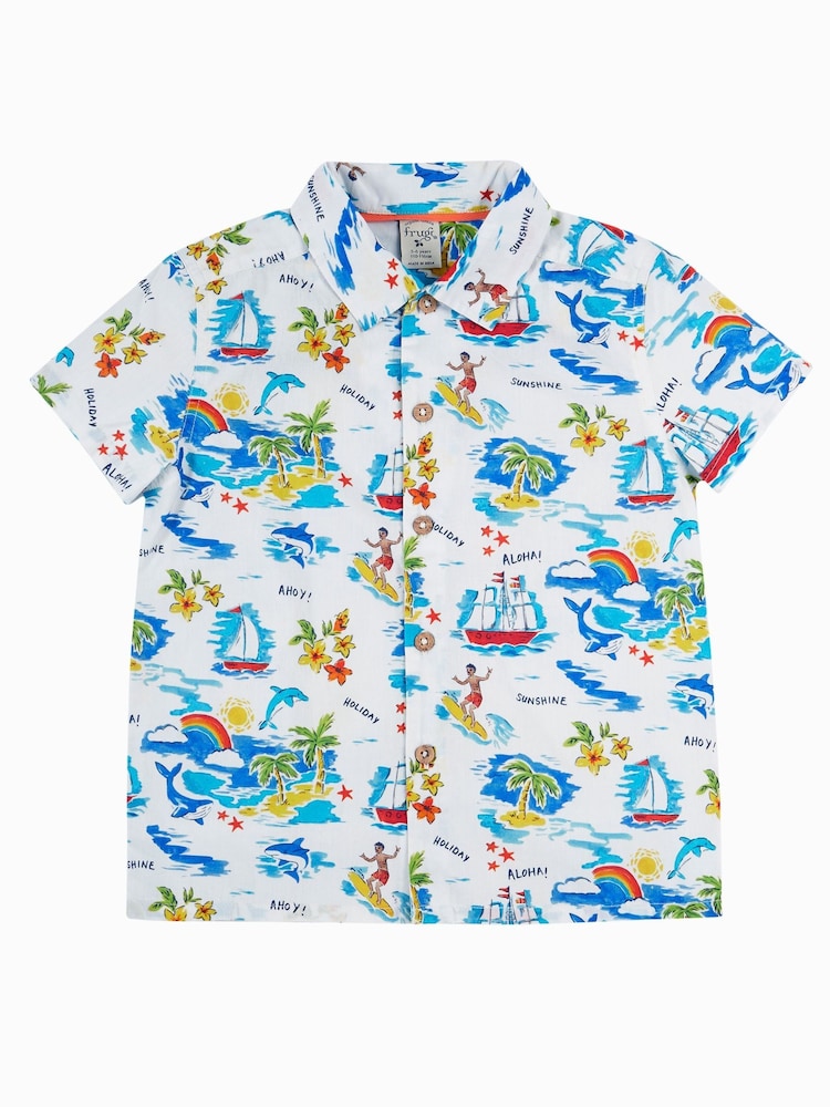 Frugi White Harvey Hawaiian 100% Organic Cotton Shirt - Image 2 of 5