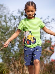 Frugi Blue Bryn Embroidered 100% Organic Cotton Shorts - Image 1 of 5