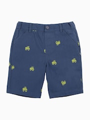 Frugi Blue Bryn Embroidered 100% Organic Cotton Shorts - Image 2 of 5