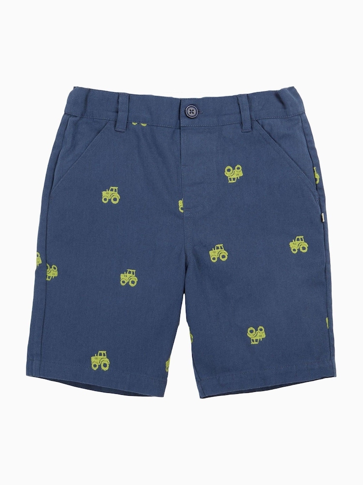 Frugi Blue Bryn Embroidered 100% Organic Cotton Shorts - Image 2 of 5