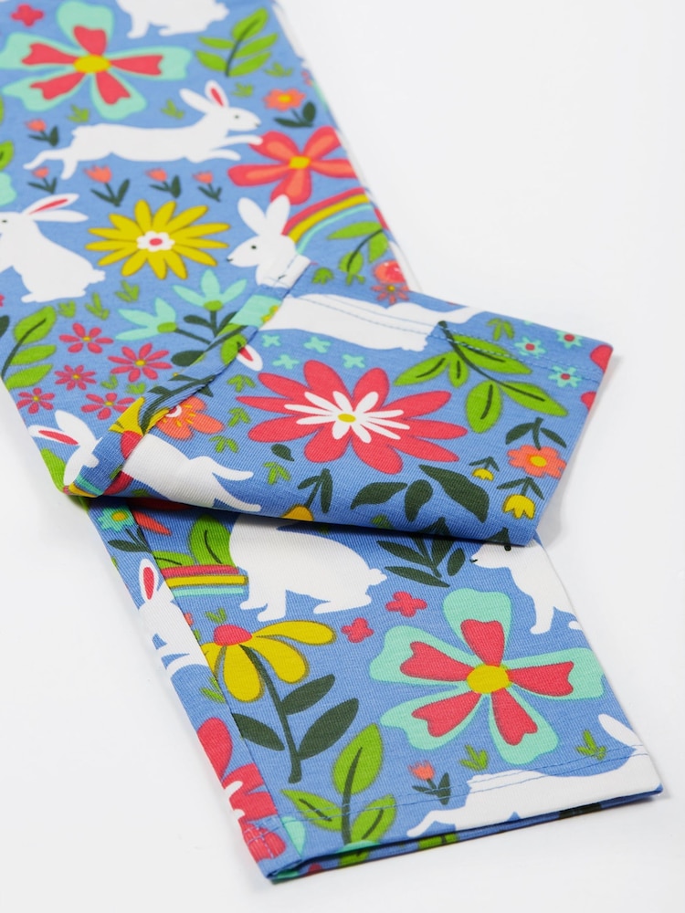 Frugi Blue Bunny Printed Leggings - Image 4 of 5