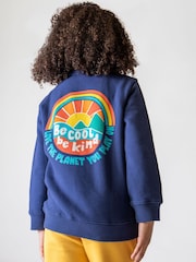 Frugi Blue Handy Half Zip 100% Organic Cotton Sweatshirt - Image 2 of 7