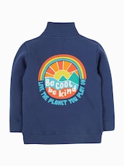 Frugi Blue Handy Half Zip 100% Organic Cotton Sweatshirt - Image 4 of 7