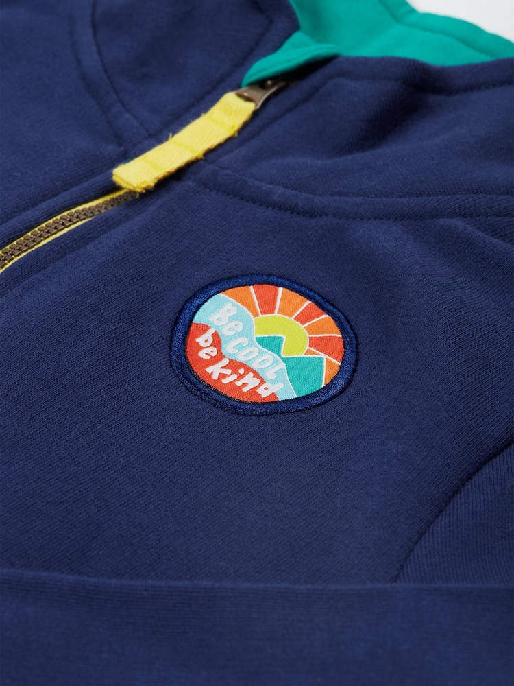Frugi Blue Handy Half Zip 100% Organic Cotton Sweatshirt - Image 7 of 7