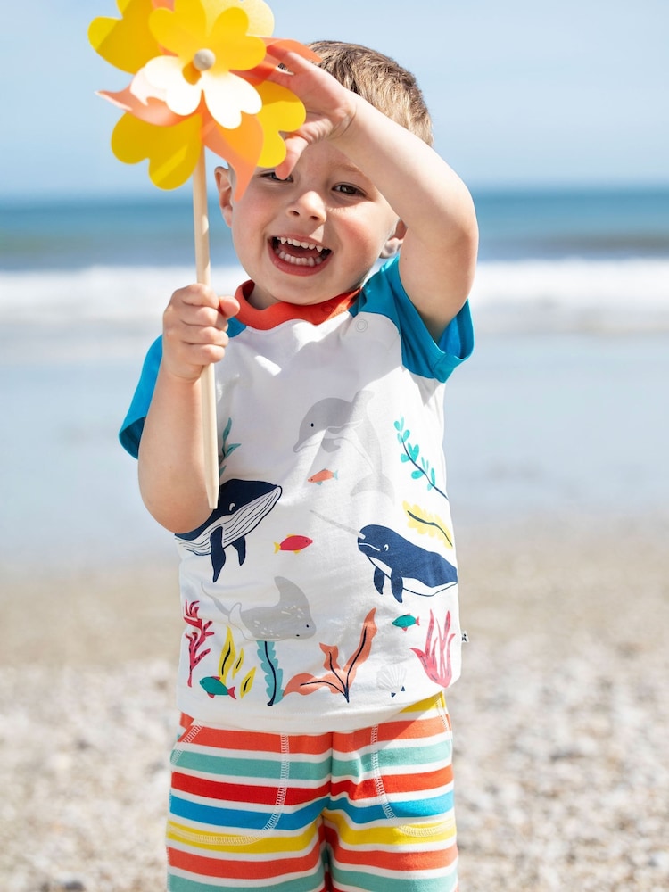 Frugi Blue Sunny Cotton Shorts - Image 1 of 5