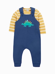 Frugi Navy Dinosaur Dungaree Outfit - Image 1 of 3