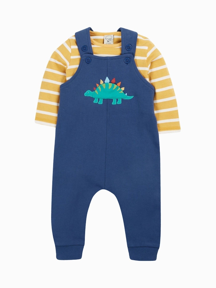 Frugi Navy Dinosaur Dungaree Outfit - Image 1 of 3