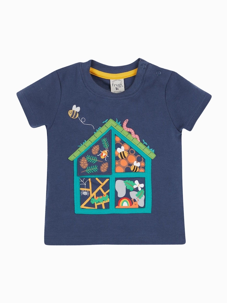 Frugi Blue Interactive Appliqué 100% Organic Cotton T-Shirt - Image 1 of 4