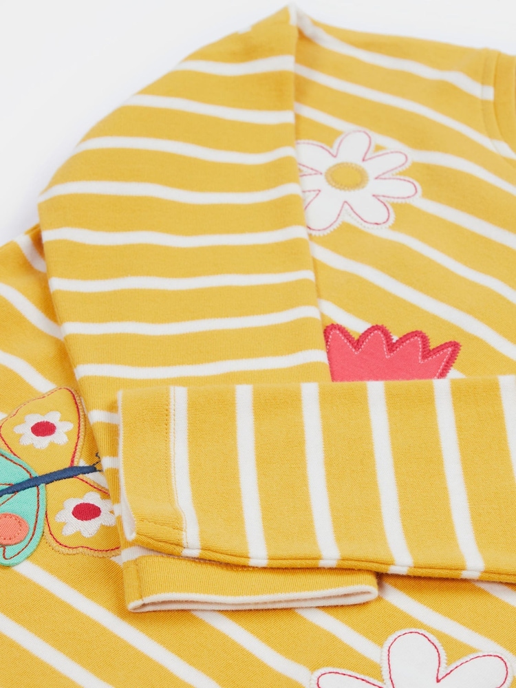 Frugi Kids Yellow Tori Appliqué 100% Organic Cotton Top Clothing - Image 2 of 4