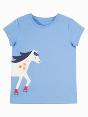 Frugi Blue Elise Wrap Around Appliqué 100% Organic Cotton T-Shirt - صورة 2 من 6