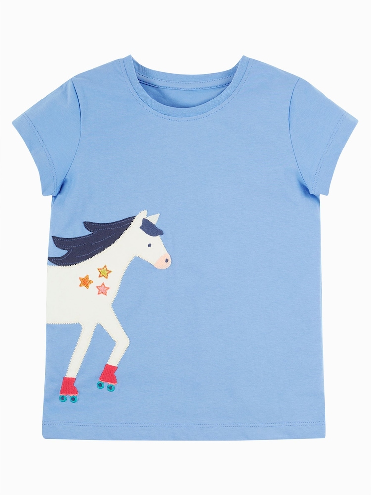 Frugi Blue Elise Wrap Around Appliqué 100% Organic Cotton T-Shirt - صورة 2 من 6
