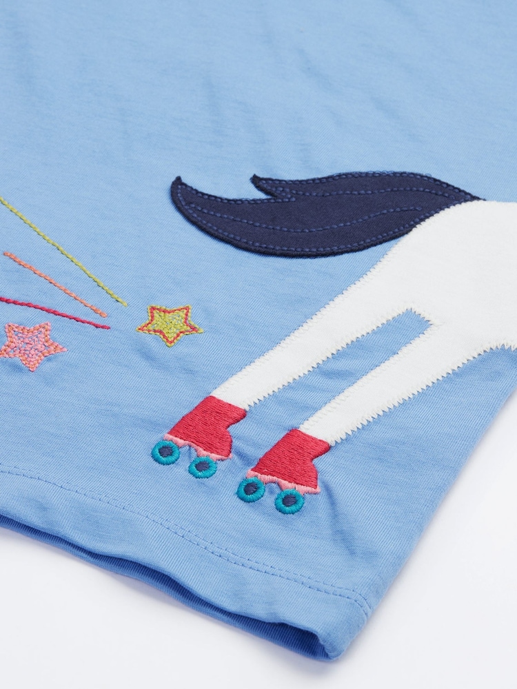 Frugi Blue Elise Wrap Around Appliqué T-Shirt - Image 5 of 6