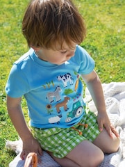 Frugi Blue Little Creature Appliqué 100% Organic Cotton T-Shirt - Imagen 1 de 5