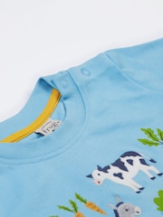 Frugi Blue Little Creature Appliqué 100% Organic Cotton T-Shirt - Imagen 4 de 5