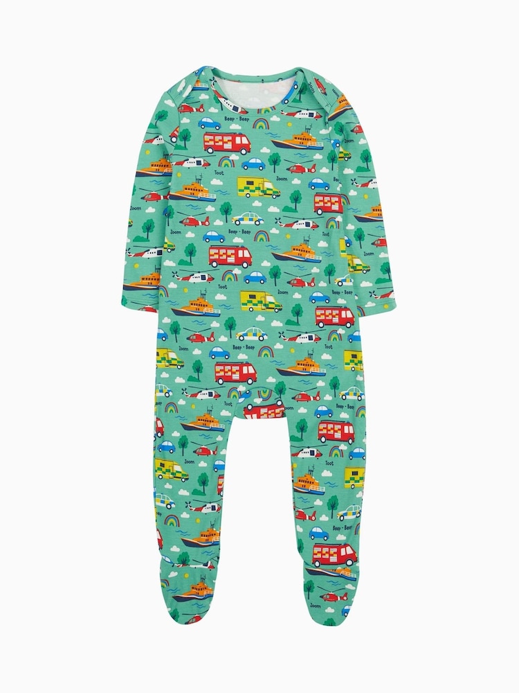 Frugi Green Easy Dressing Printed Sleepsuit - Image 1 of 4