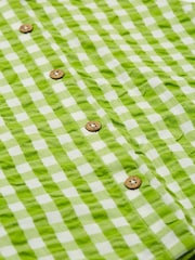 Zielona koszula Frugi w kratkę gingham z kwiatowym kołnierzem - Image 4 of 5