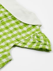 Zielona koszula Frugi w kratkę gingham z kwiatowym kołnierzem - Image 5 of 5