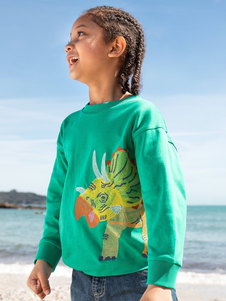 Frugi Green Owen Embroidered 100% Organic Cotton Appliqué Top - Image 1 of 5