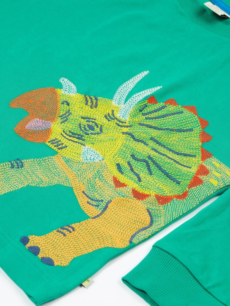 Frugi Green Owen Embroidered 100% Organic Cotton Appliqué Top - Image 3 of 5