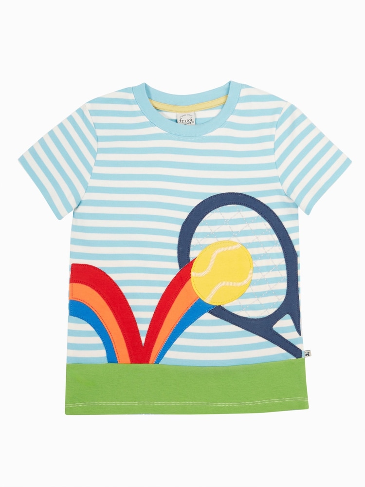 Frugi Blue Alda Collared Non Appliqué 100% Organic Cotton T-Shirt - Image 2 of 3