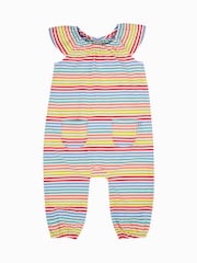 Frugi Blue Dory Playsuit Rainbow Dungarees - Imagen 1 de 4